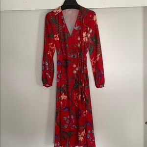 H&M floral wrap maxi dress with long sleeves